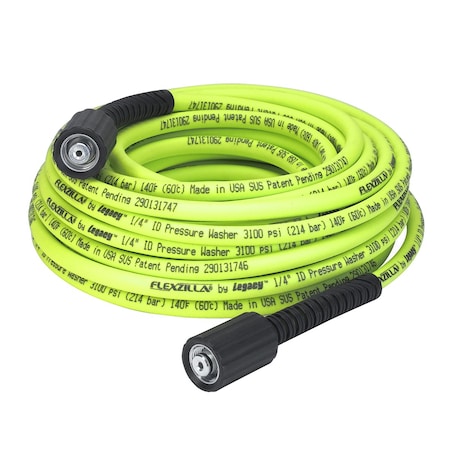 Flexzilla Pressure Washer Hose, 1/4in x 50ft, 3100 PSI, M22 Fittings, ZillaGreen HFZPW3450M-E